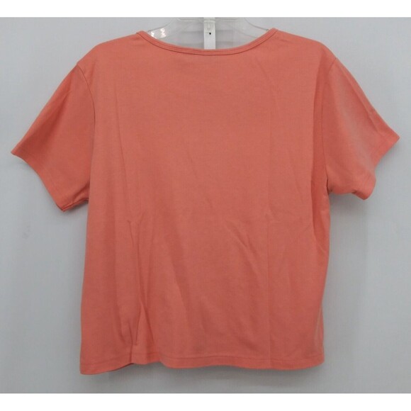 Keneth Too Shirt Womens Top Size L Pink Embroidered Floral Short Sleeve - Picture 6 of 8